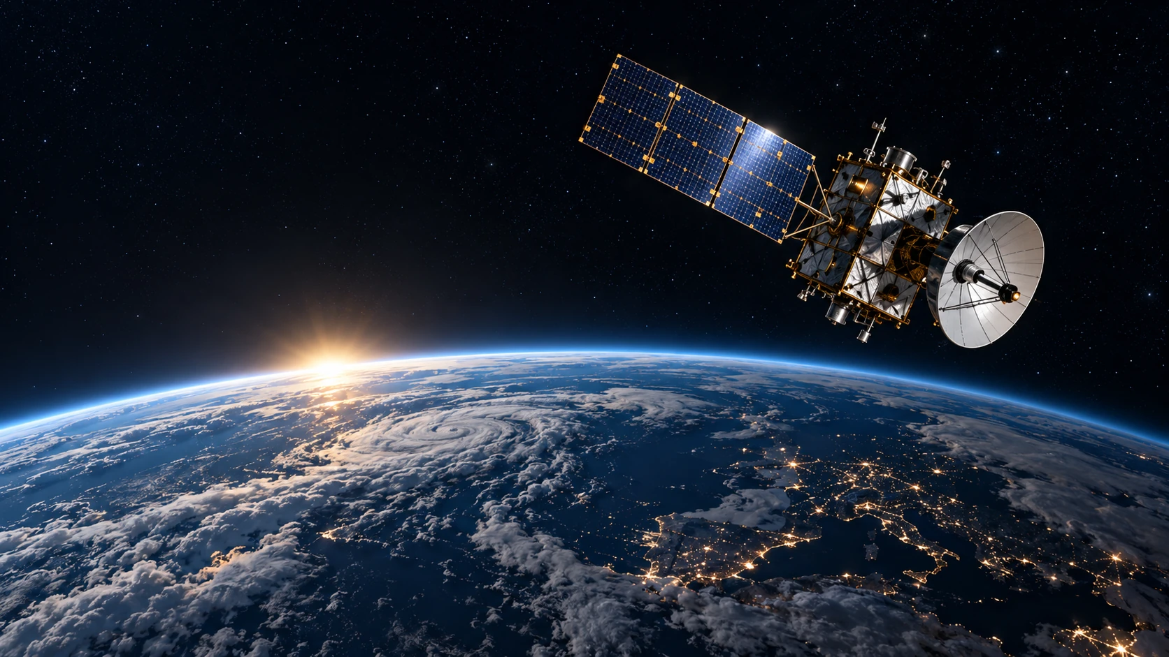 Concept scene of a satellite above Earth